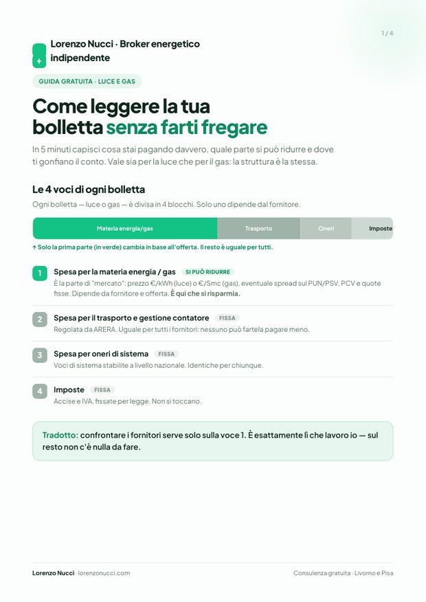 Anteprima della guida Come leggere la bolletta
